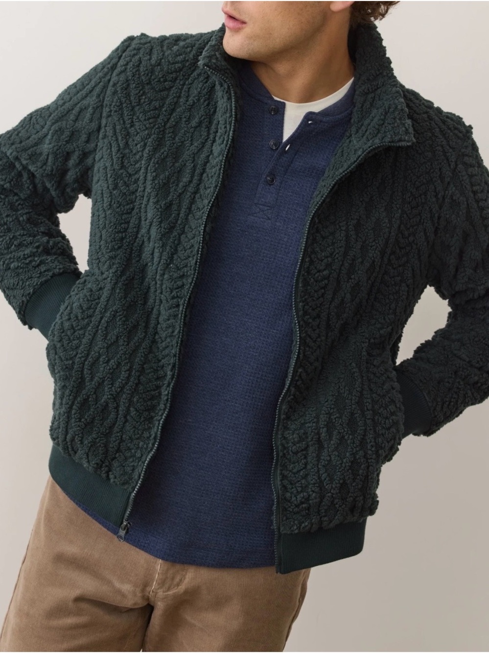 Marine Layer Jacquard Sherpa Zip-Up Jacket